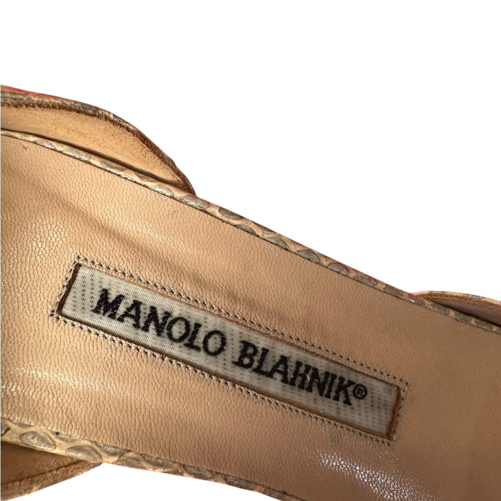 Manolo Blahnik Silver Python Pointed Toe Pump Hee… - image 7